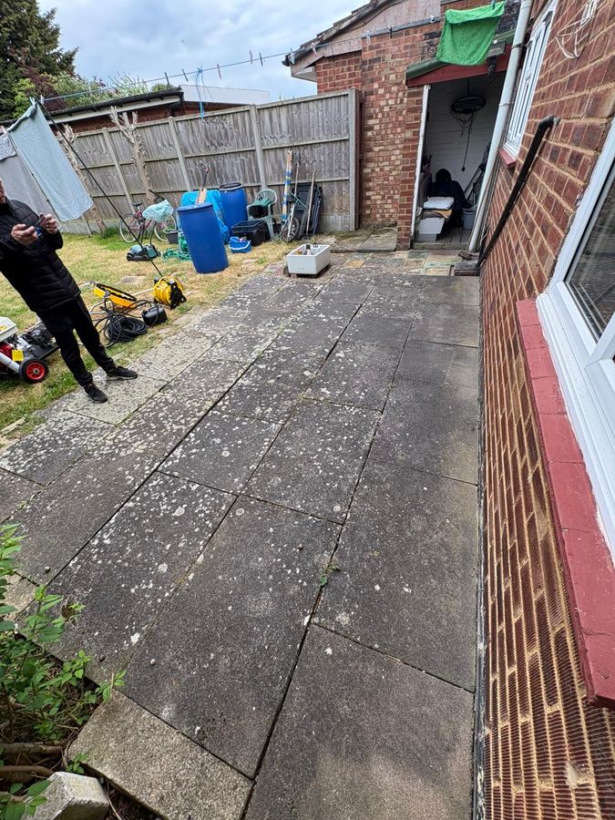 Before patio cleaning